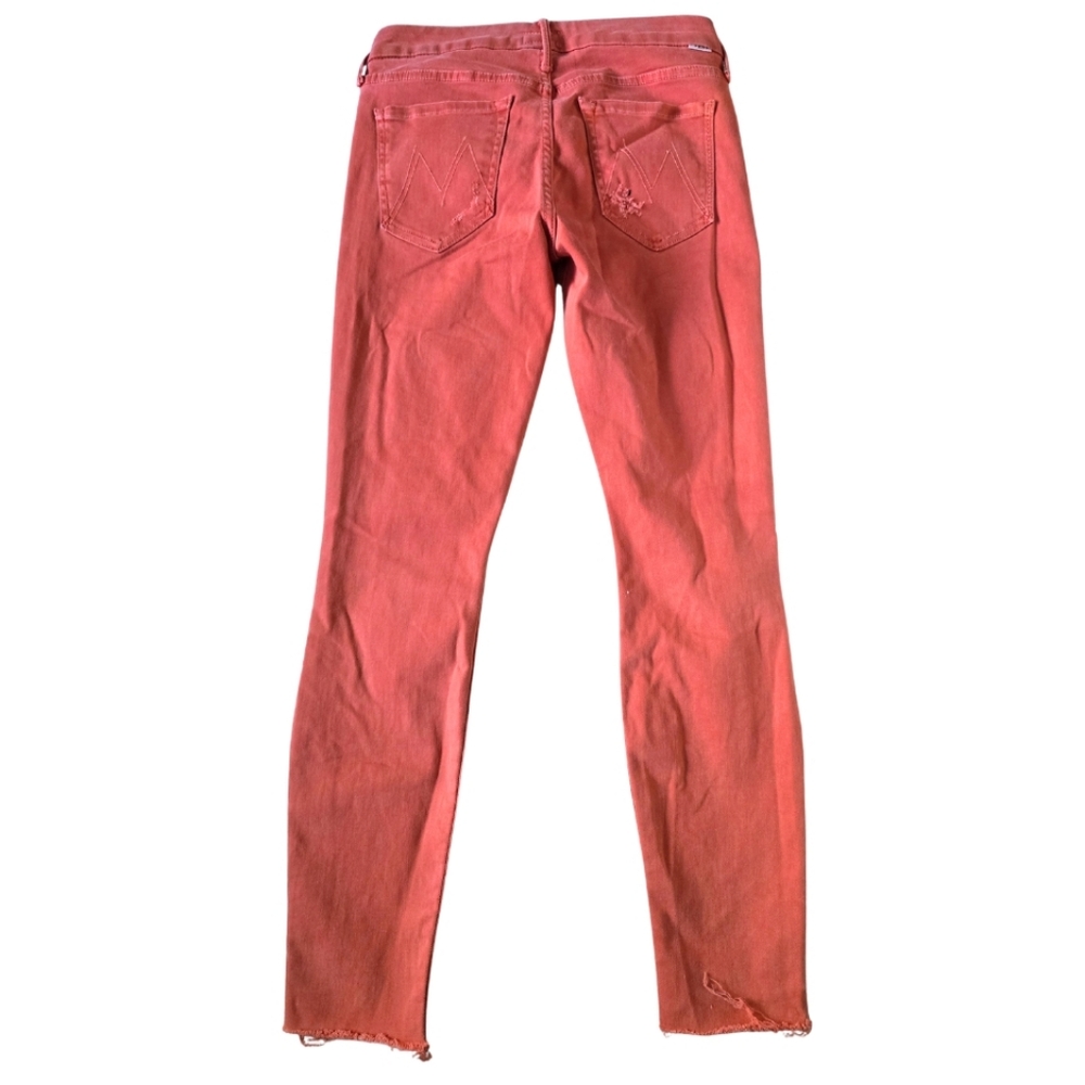 MOTHER The Looker Zip Fray Blow Out Orange Jeans Pants Distressed 26 Skinny - Picture 9 of 11